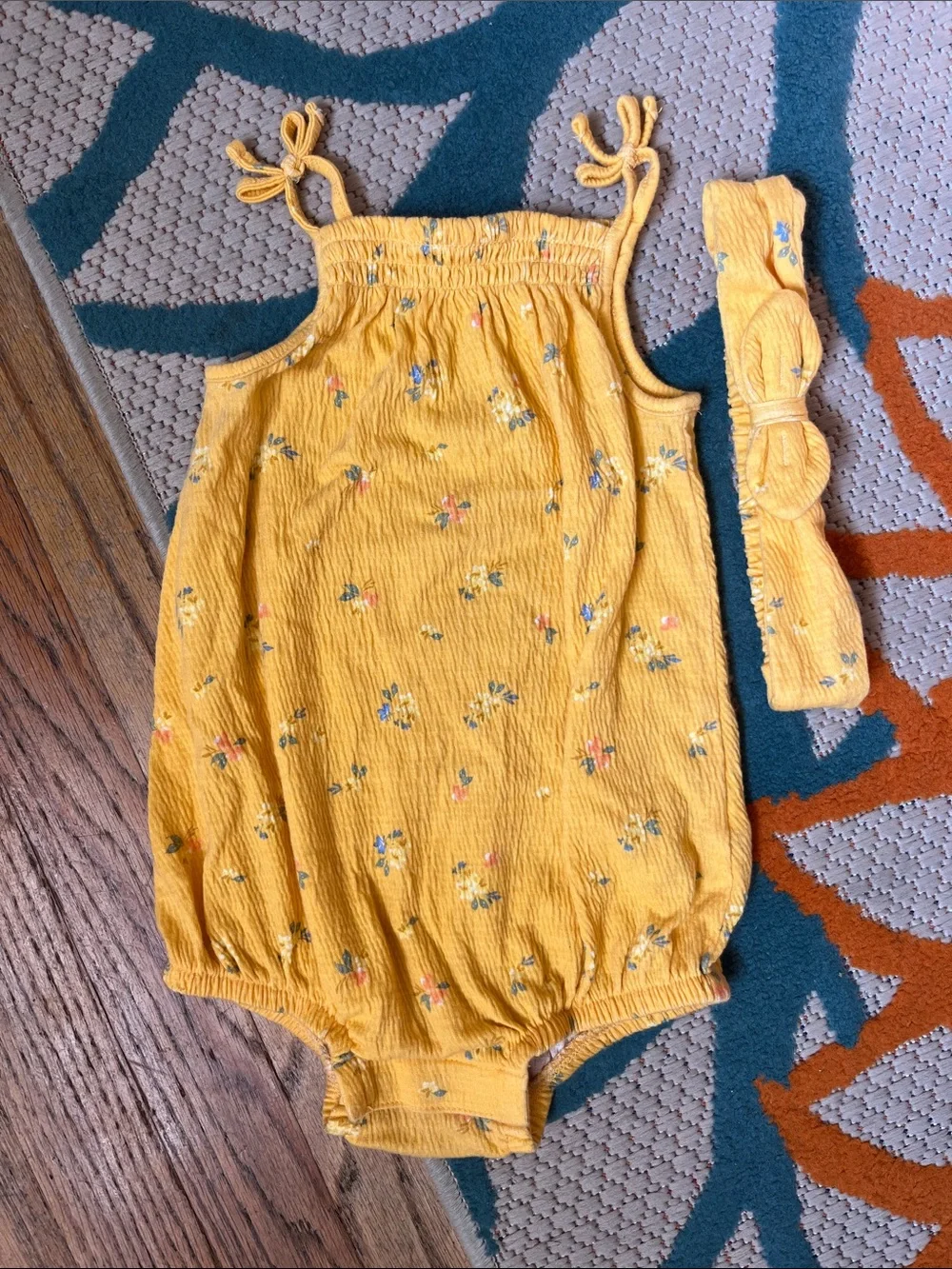 Oshkosh B’gosh Baby Floral One Piece with Headband - 12 Months Yellow
